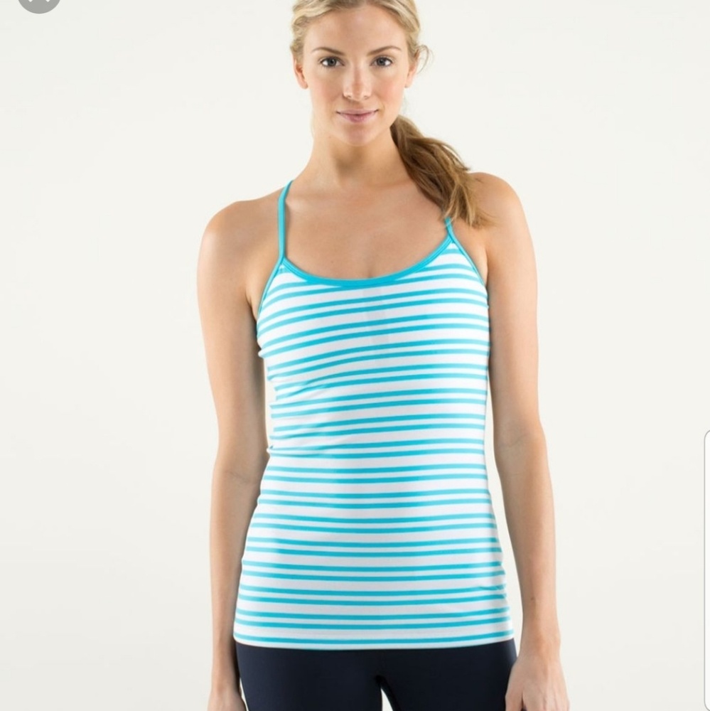 Lululemon Power Y Tank Blue Luon Stripe White 4